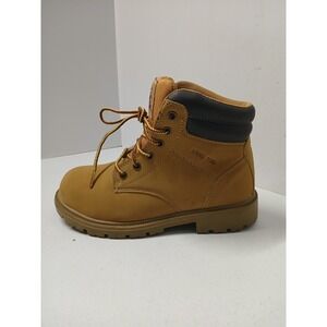 Brahma women's  Size 6.5 Tan Steel Toe Lace Up Block Heel Ankle Work Boots